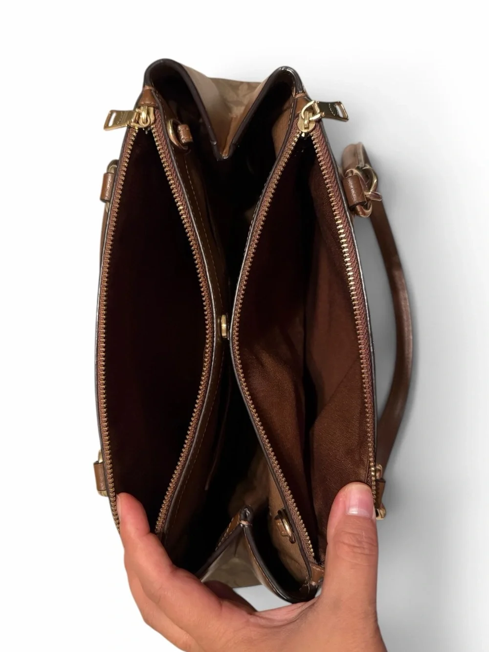 Coach Brooke Signature khaki saddle bag